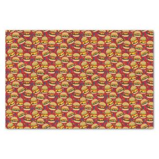 Cheese Burger Pattern on Red Tissue Paper