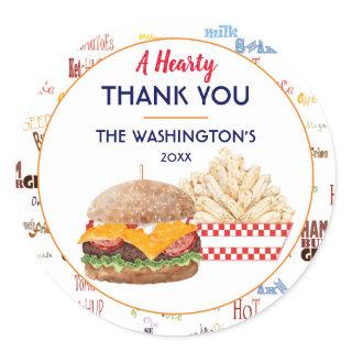 Cheeseburger BBQ Grill Fast Food Classic Round Sticker