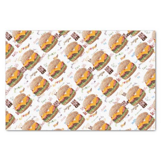 Cheeseburger Fast Food BBQ Diner Tissue Paper