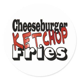 Cheeseburger Ketchup Fries Classic Round Sticker