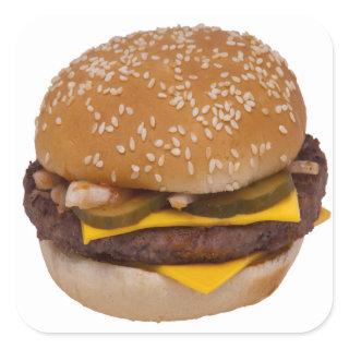 Cheeseburger On Sesame Seed Bun Square Sticker