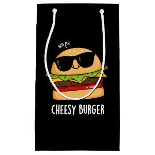 Cheesy Burger Funny Food Puns Dark BG Small Gift Bag
