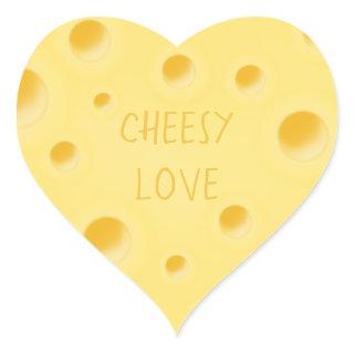 "Cheesy Love" Adorable Customizable Swiss Cheese  Heart Sticker