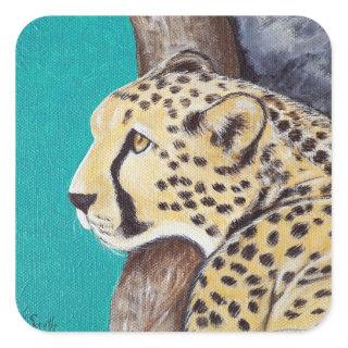 Cheetah Painting Square Sticker
