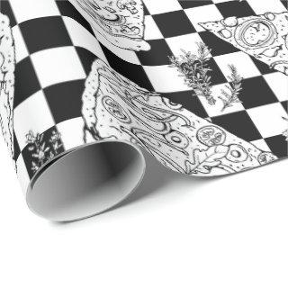 Chef Checkerboard Black White Pizza Pattern