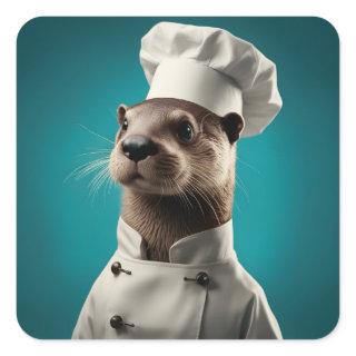 Chef Otter Square Sticker