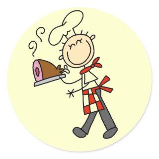 Chef With Baked Ham Classic Round Sticker