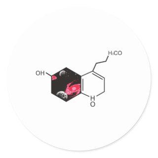 Chemical molecule with outer space view classic round sticker