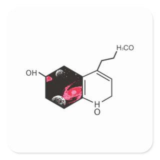 Chemical molecule with outer space view square sticker