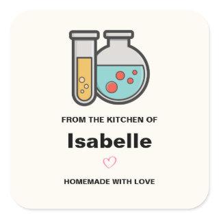 Chemistry Test Tube and Beaker Funny Kitchen Square Sticker