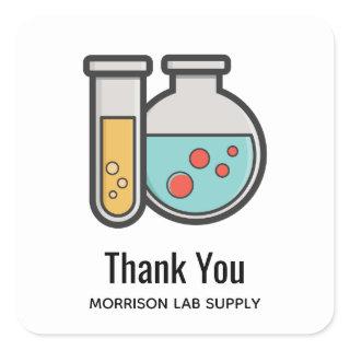 Chemistry Test Tube and Beaker Thank You Square Sticker