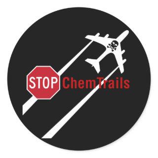 Chemtrail Plane Presistent Contrails Skull Bones Classic Round Sticker