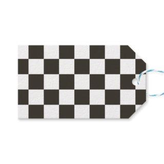 Chequered Flag (Black and White) (Checker Pattern) Gift Tags
