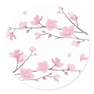 Cherry Blossom - Transparent-Background Classic Round Sticker