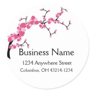Cherry Blossom Tree Branch Round Address Labels