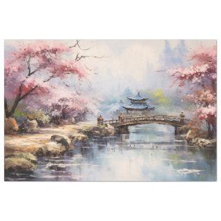 Cherry Blossom Trees Japanese Garden Decoupage Tissue Paper