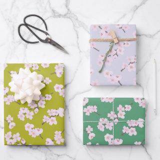 Cherry Blossoms On Chartreuse, Lavender, & Green  Sheets