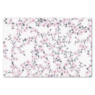 Cherry Blossoms Pink White Floral Pattern Tissue Paper