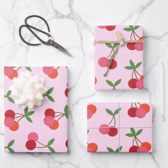 Cherry Fruit Pattern in Pink and Red Personalized  Sheets