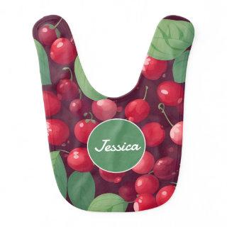 Cherry Mosaic Colorful Personalized Pattern Baby Bib