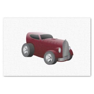 cherry red old hot rod muscle car tissue paper