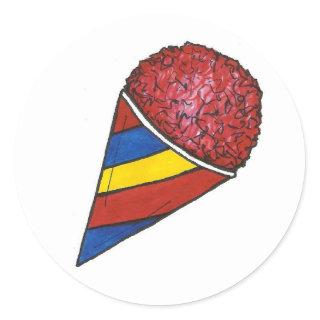 Cherry Sno Cone Red Snocone Summer Shaved Ice Classic Round Sticker