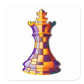 Chess Color King, Colorful Chess King Piece Square Sticker
