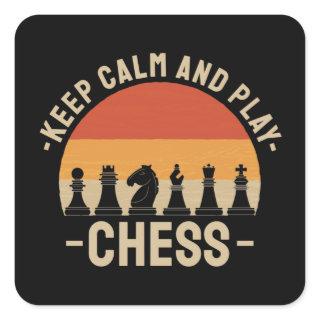 Chess - Keep Calm And Play Chess Square Sticker