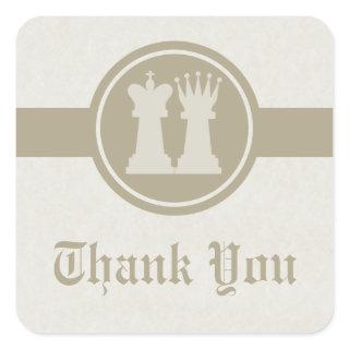 Chess King and Queen Thank You Stickers, Latte Square Sticker