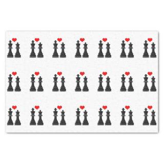 Chess King and Queen with Heart Tissue Paper