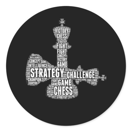 Chess Piece Words Strategy Challenge Board game Classic Round Sticker