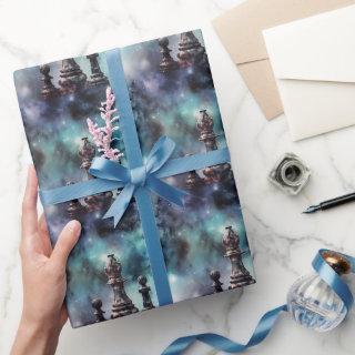 Chess Pieces Classic Blue Nebula Galactic Space