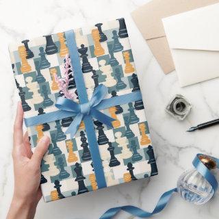 Chess Pieces Modern Simple Blue Orange White