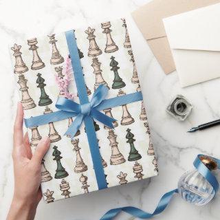 Chess Pieces Modern White and Green Classic