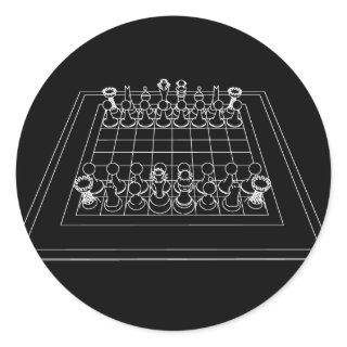 Chessboard & Chess Pieces: Classic Round Sticker