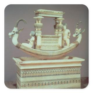 Chest with a boat decorated with two heads square sticker