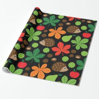 Chestnuts & Hedgehog Seamless Pattern