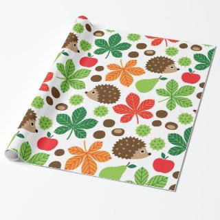 Chestnuts & Hedgehog Seamless Pattern