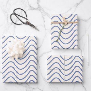 Chevron Pattern Minimal Line Blue on Cream White  Sheets