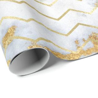 Chevron Stripes Gold Metallic Gray Marble White