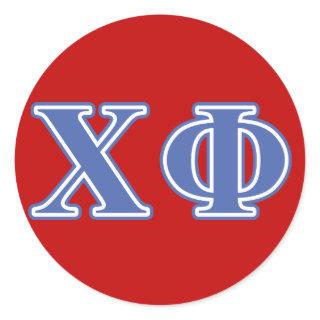 Chi Phi Blue Letters Classic Round Sticker