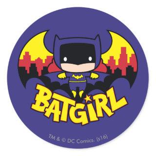 Chibi Batgirl With Gotham Skyline & Logo Classic Round Sticker