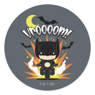 Chibi Batman Batcycle Classic Round Sticker