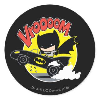 Chibi Batman In The Batmobile Classic Round Sticker
