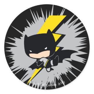 Chibi Batman Lightning Kick Classic Round Sticker