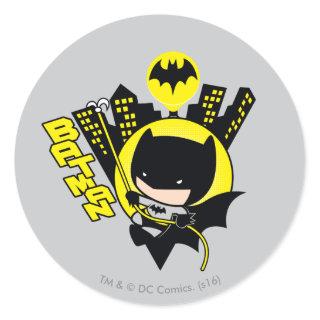 Chibi Batman Scaling The City Classic Round Sticker