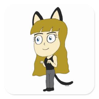 chibi catgirl  square sticker