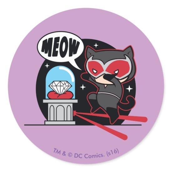 Chibi Catwoman Stealing A Diamond Classic Round Sticker