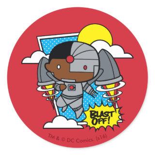 Chibi Cyborg Blast Off! Classic Round Sticker