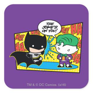 Chibi Joker Pranking Chibi Batman Square Sticker